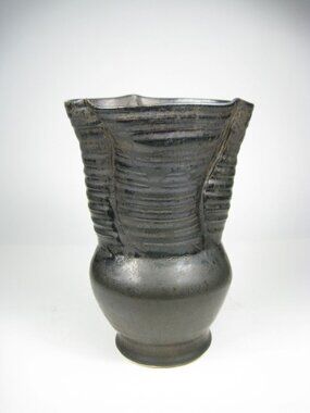 Handcrafted Ceramic Gray Vase Signed Artisan Studio Pottery Hand Made